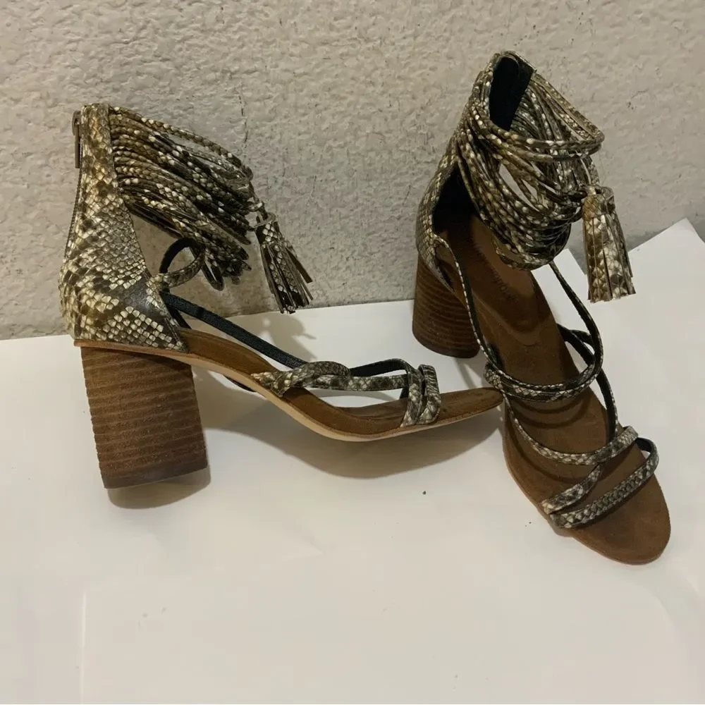 Jeffrey Campbell Womens Snakeskin Despina Heels Sandals size 7